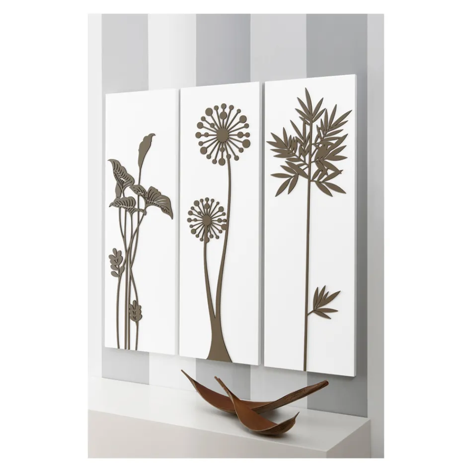 Composição de 3 Painéis Representando Chuveiros e Folhas Made in Italy - Eduardo Viadurini