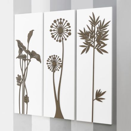 Composição de 3 Painéis Representando Chuveiros e Folhas Made in Italy - Eduardo Viadurini