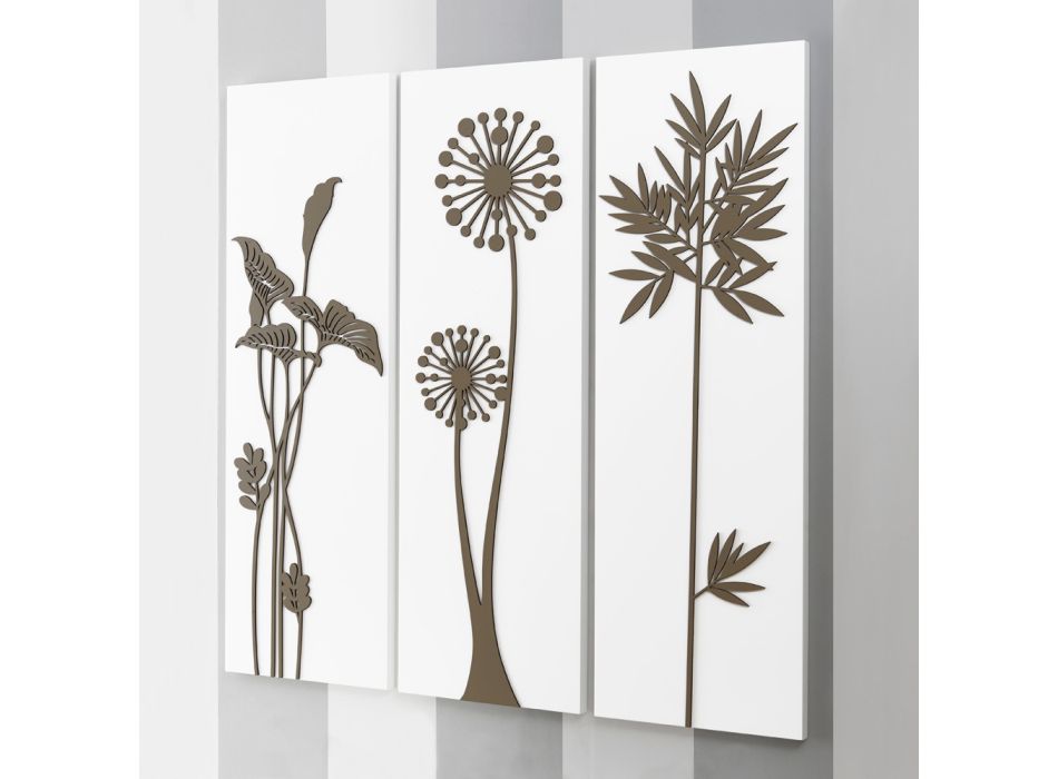 Composição de 3 Painéis Representando Chuveiros e Folhas Made in Italy - Eduardo Viadurini
