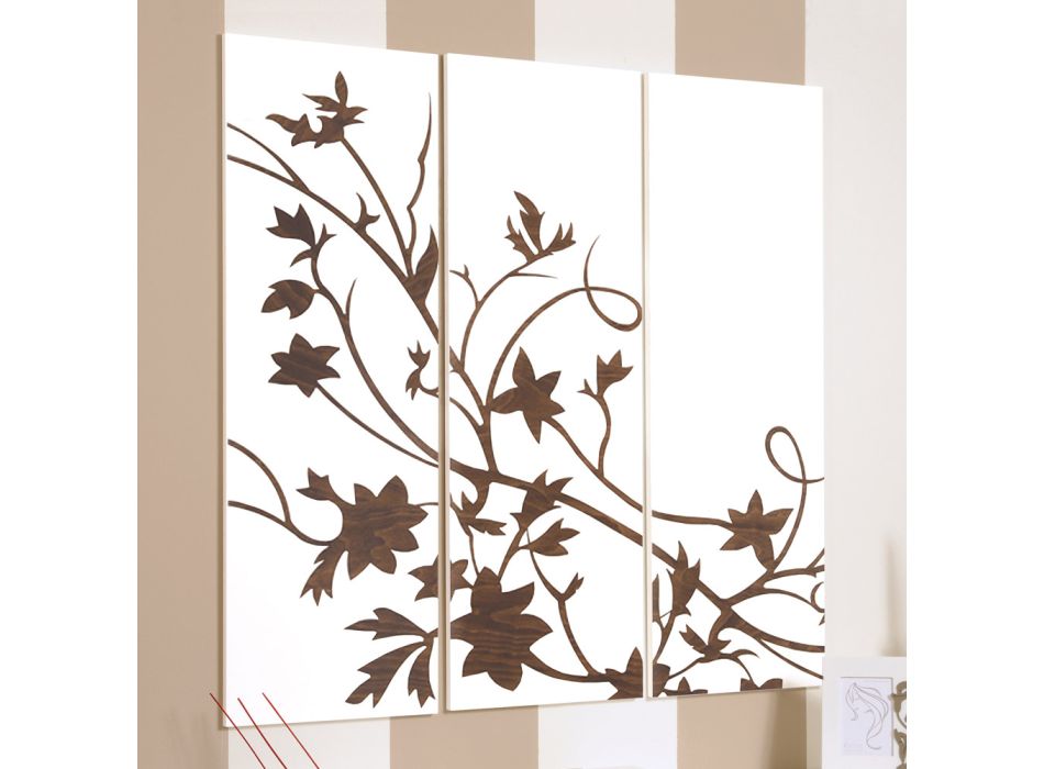 Composição de 3 Painéis Representando Ramo com Folhas Made in Italy - Ashton Viadurini