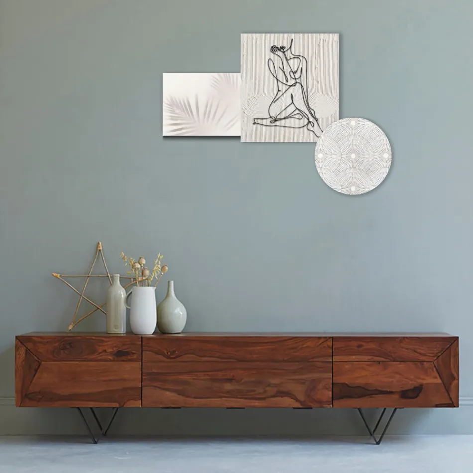 Composição de 3 Painéis com Estilização de Mulher Made in Italy - Kaori Viadurini