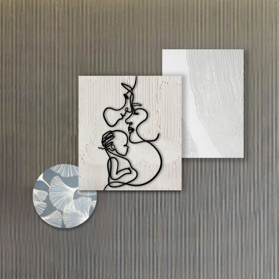 Composição de 3 Painéis com Estilização de Amor Made in Italy - Keina Viadurini