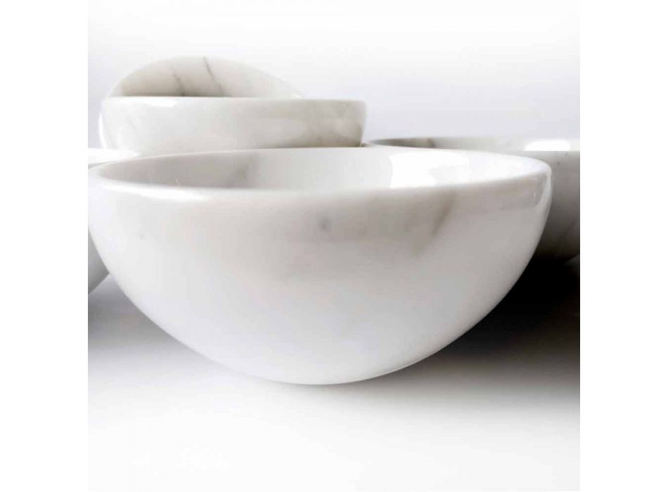 Composição de 4 Taças em Mármore Carrara Branco Made in Italy - Cremina Viadurini