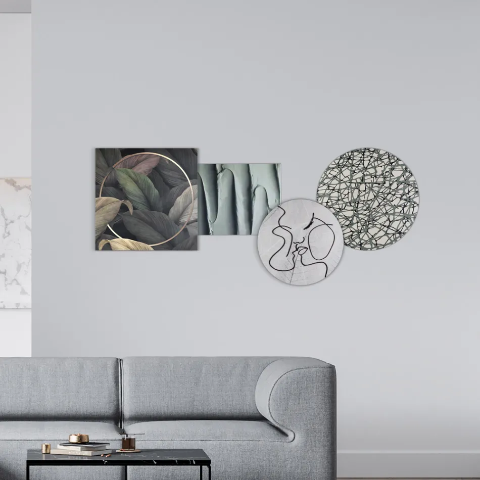 Composição de 4 Painéis com a Estilização do Beijo Made in Italy - Kanna Viadurini