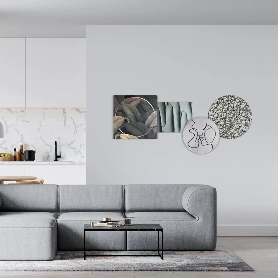 Composição de 4 Painéis com a Estilização do Beijo Made in Italy - Kanna Viadurini