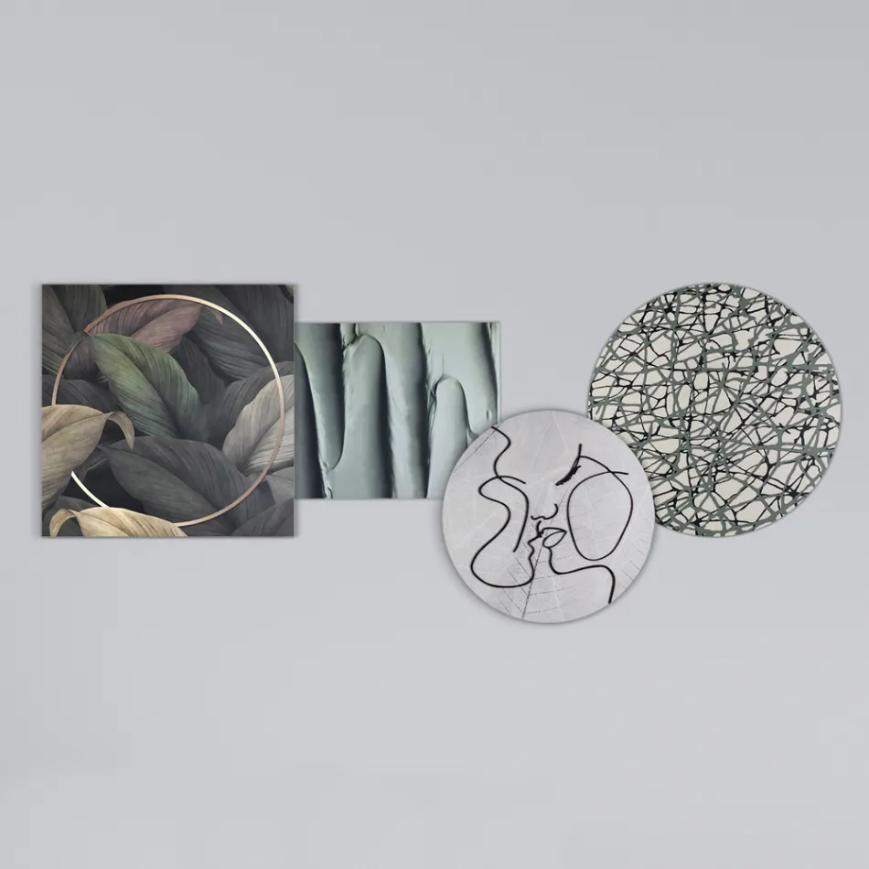 Composição de 4 Painéis com a Estilização do Beijo Made in Italy - Kanna Viadurini