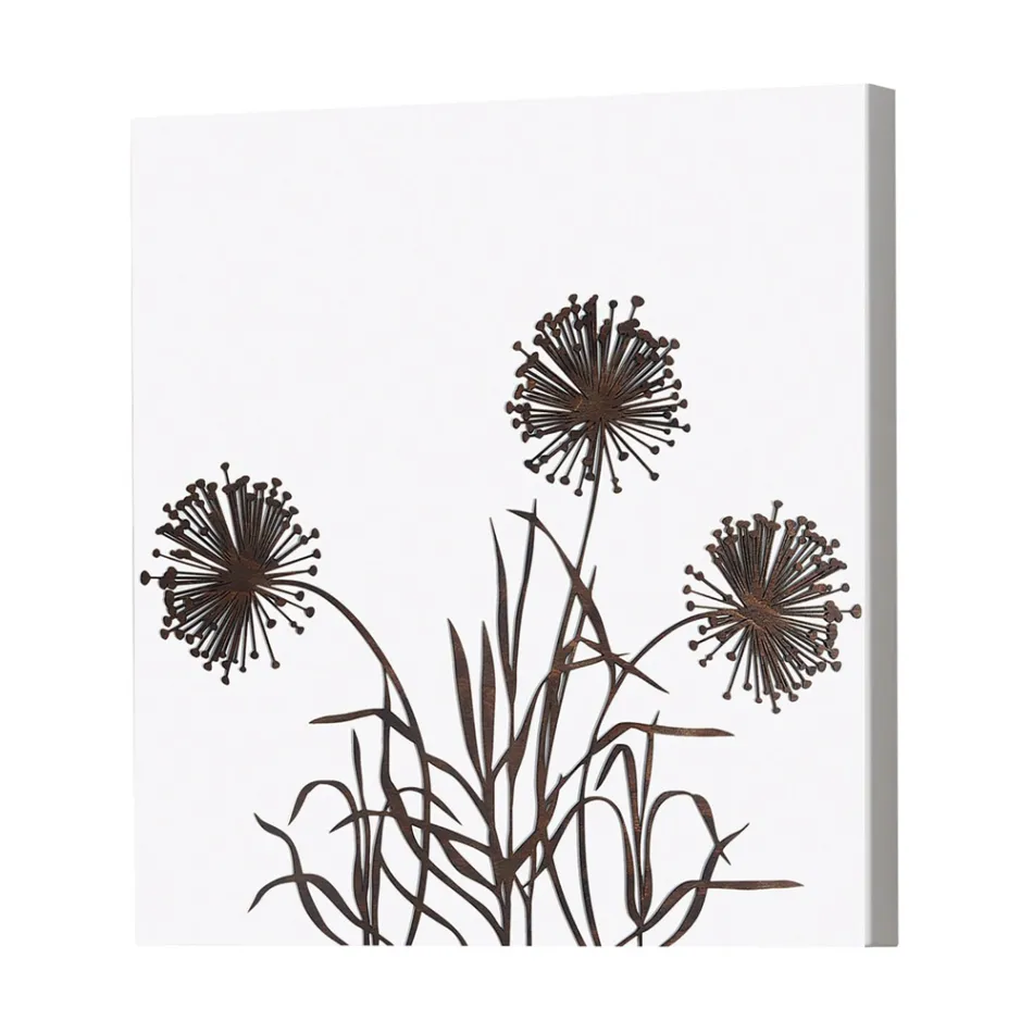 Composição de 4 Painéis com Hortênsias, Allium e Thypha Made in Italy - Cálculo Viadurini