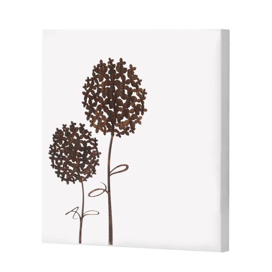 Composição de 4 Painéis com Hortênsias, Allium e Thypha Made in Italy - Cálculo Viadurini