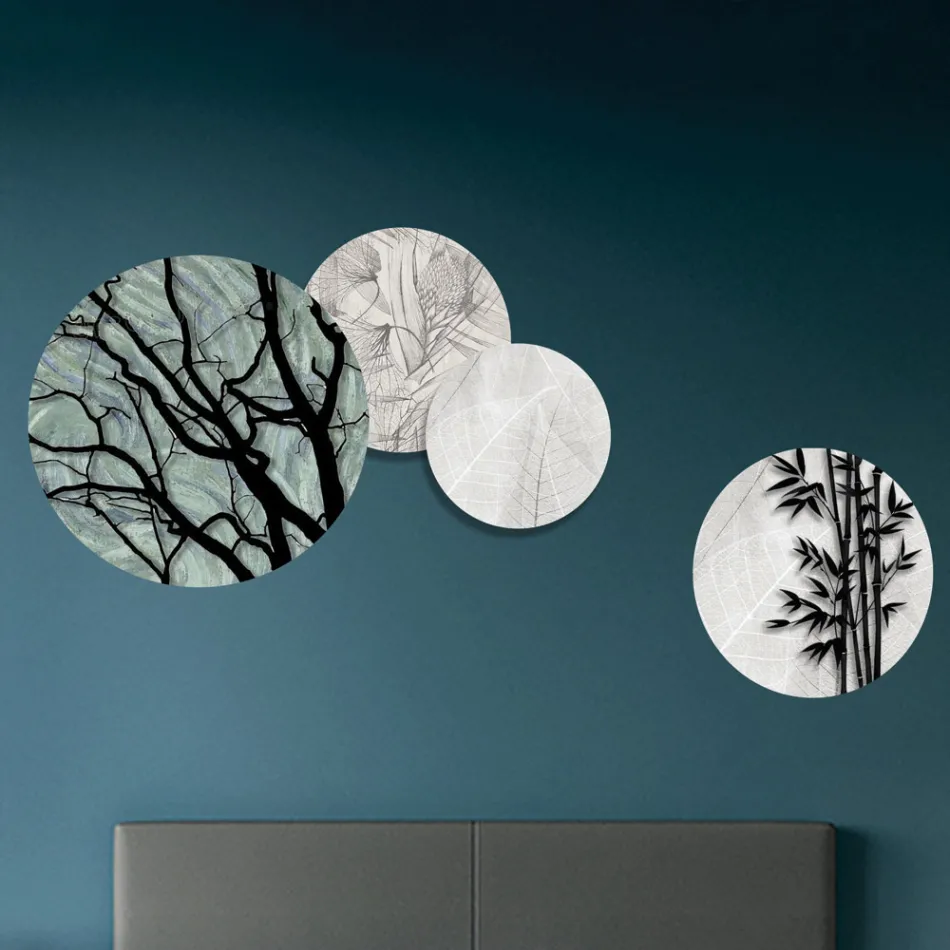 Composição de 4 Painéis Redondos Feitos com Laser Made in Italy - Maeko Viadurini