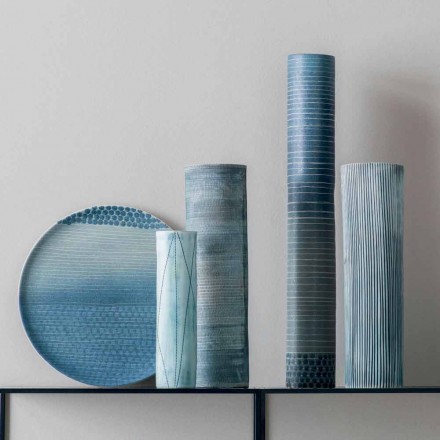 Composição de 4 Vasos e Centro em Porcelana Pintada à Mão - Liberio Viadurini