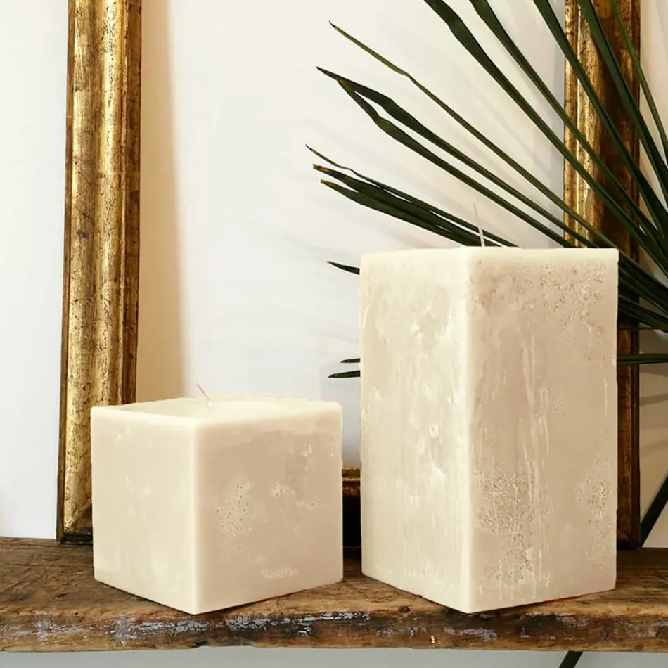 Composição de Velas Quadradas de Cera Fabricadas na Itália, 3 Peças - Mondelle Viadurini