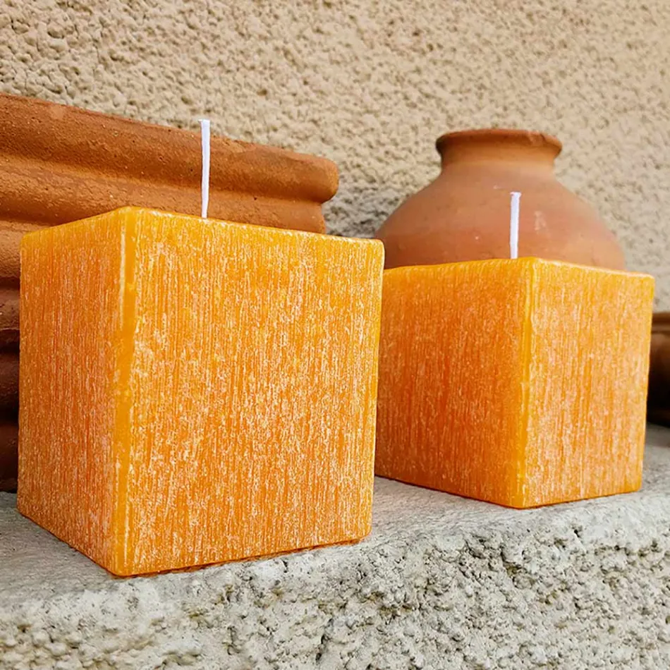 Composição de Velas Quadradas de Cera Fabricadas na Itália, 3 Peças - Mondelle Viadurini