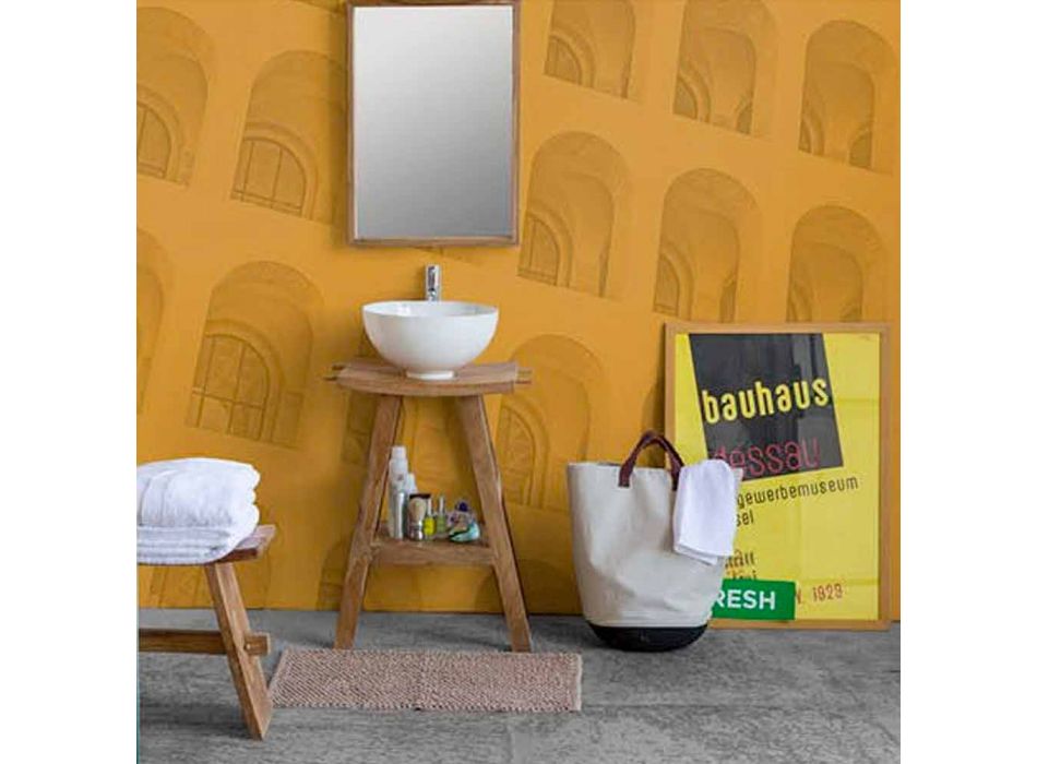 Composição de Móveis de Banheiro em Teca Sólida de Design Moderno - Azina Viadurini