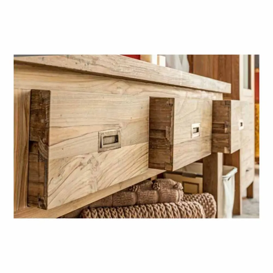 Composição de móveis de banheiro modernos em madeira maciça de teca - penico Viadurini