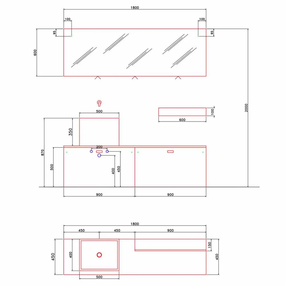 Composição de Móveis de Banheiro Térreo de Design Moderno - Farart1 Viadurini