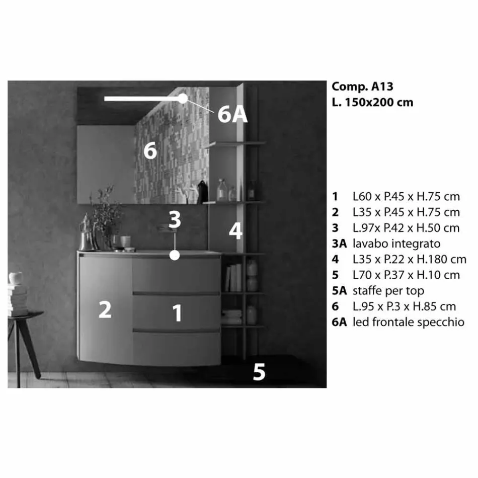 Composição de Móveis para Banheiro de Design Moderno - Callisi13 Viadurini