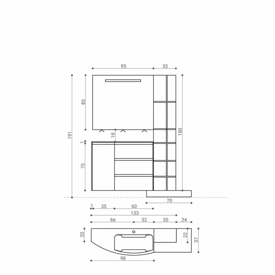 Composição de Móveis para Banheiro de Design Moderno - Callisi13 Viadurini