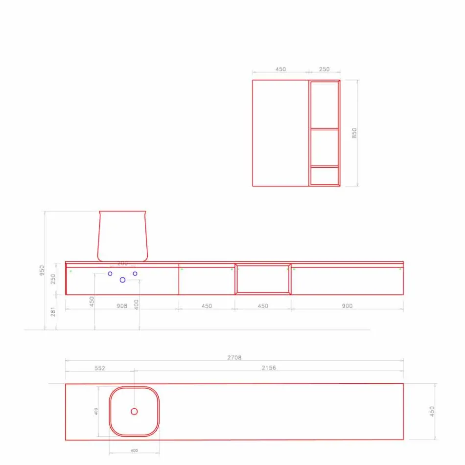 Composição de móveis de banheiro modernos, design suspenso feito na Itália - Callisi6 Viadurini