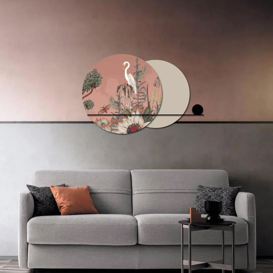 Composição de Painéis de Madeira com Estampa Tropical Fabricado na Itália - Haiti Viadurini