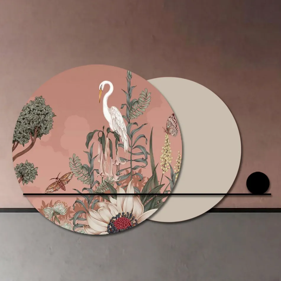 Composição de Painéis de Madeira com Estampa Tropical Fabricado na Itália - Haiti Viadurini