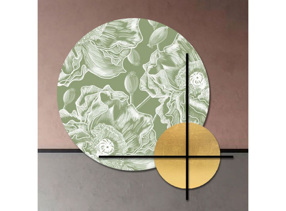 Composição de painéis de madeira rosa ou verde com flores brancas fabricados na Itália - Fiji Viadurini
