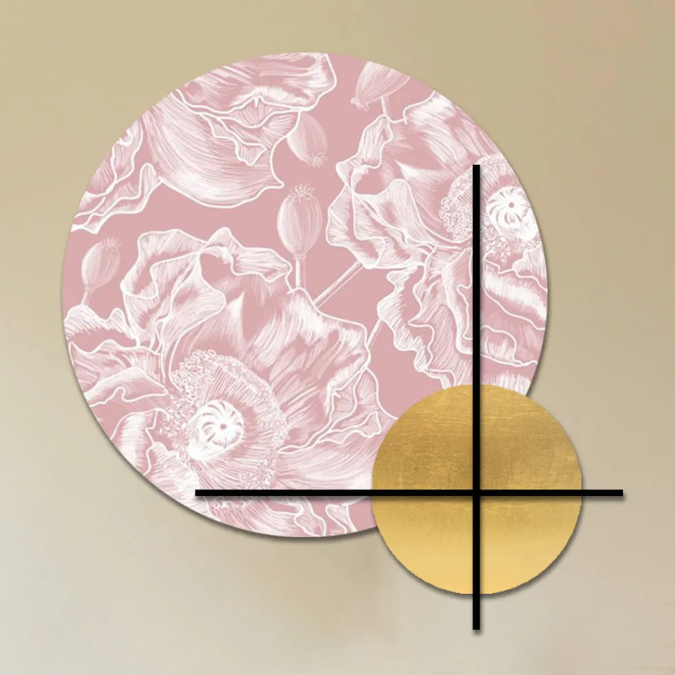 Composição de painéis de madeira rosa ou verde com flores brancas fabricados na Itália - Fiji Viadurini