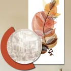 Composição de pinturas em madeira com estampas de cidades e galhos feitas na Itália - Chile Viadurini