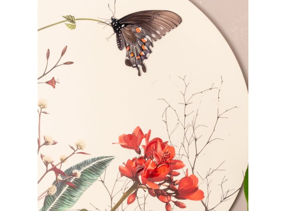 Composição de pinturas em madeira com estampas de borboletas e flores feitas na Itália - Equador Viadurini