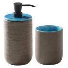 Composição de armário de banheiro de pé livre cor azul incluindo acessórios - Maryse Viadurini