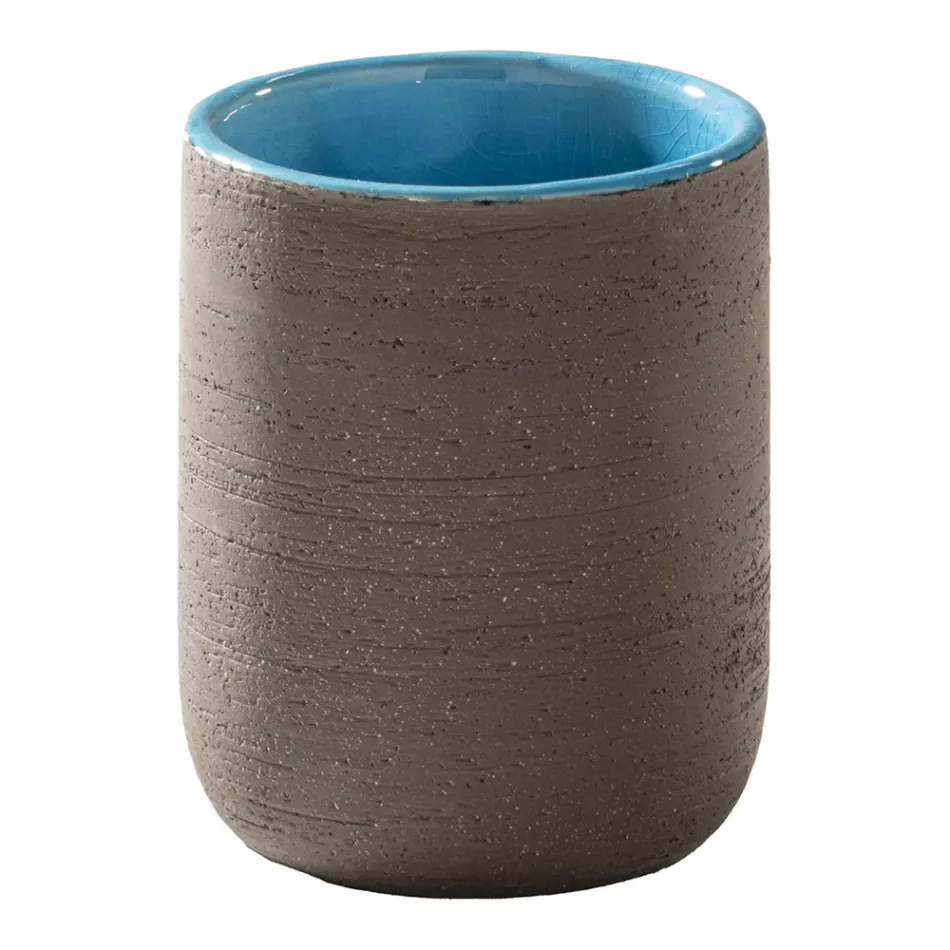 Composição de armário de banheiro independente incluindo acessórios azuis - Carolie Viadurini