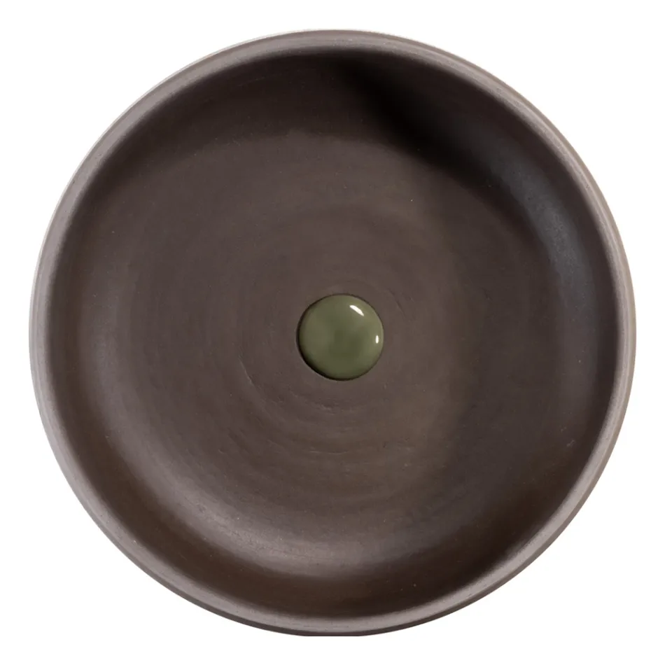 Composição de armário de banheiro com piso verde e acessórios esmaltados - Maryse Viadurini