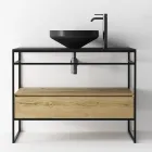 Composição de Armário de Banheiro com Lavatório, Base e Espelho Made in Italy - Hoscar Viadurini