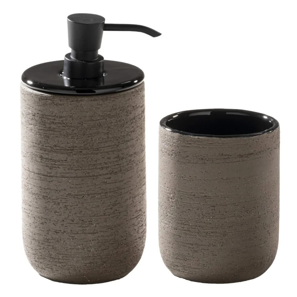 Composição de armário de banheiro preto com prateleira grande e acessórios - Patryk Viadurini