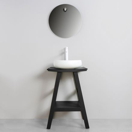 Composição de armário de banheiro preto completo com espelho e acessórios - Maryse Viadurini