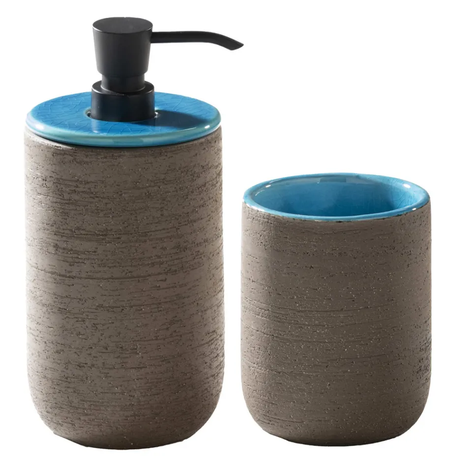 Composição de móveis de banheiro de piso azul com acessórios de design moderno - Patryk Viadurini