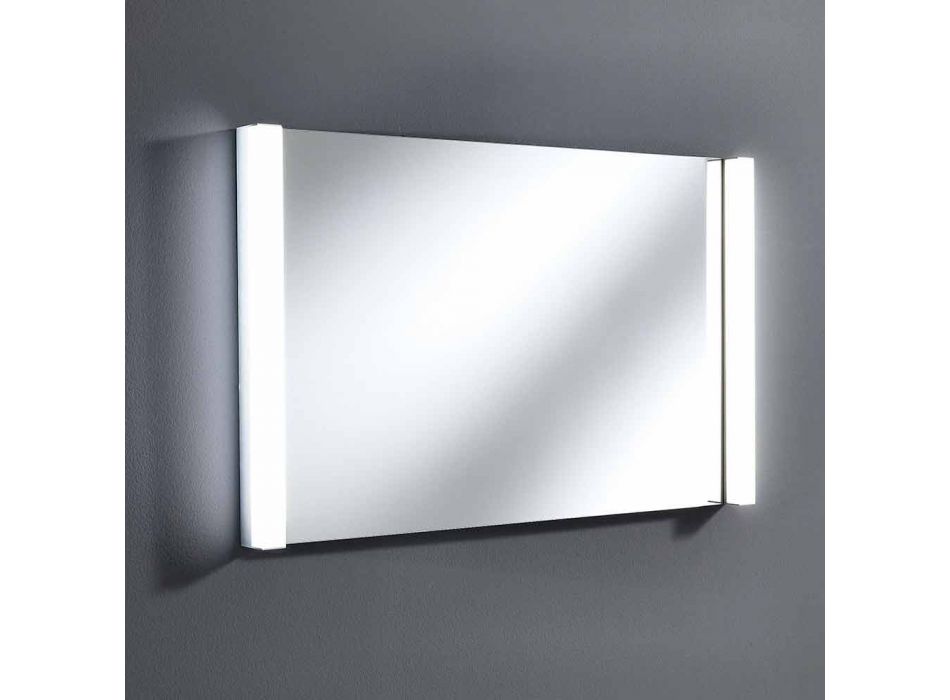 Composição de mobiliário de banheiro suspenso de design moderno branco com espelho - Desideria Viadurini