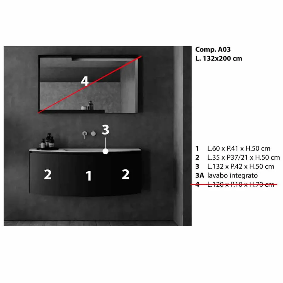 Composição de mobiliário de banheiro suspenso de design moderno - Callisi3 Viadurini