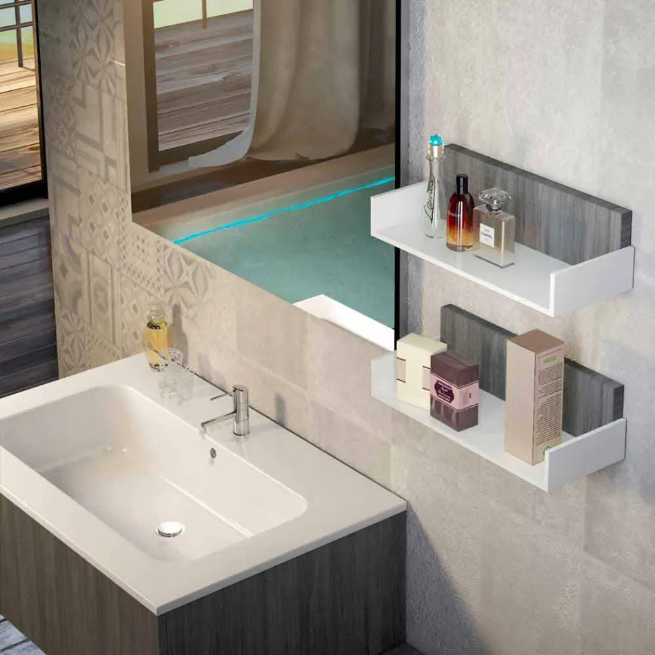 Banheiro de móveis de madeira de composição feito na Itália Forlì Viadurini