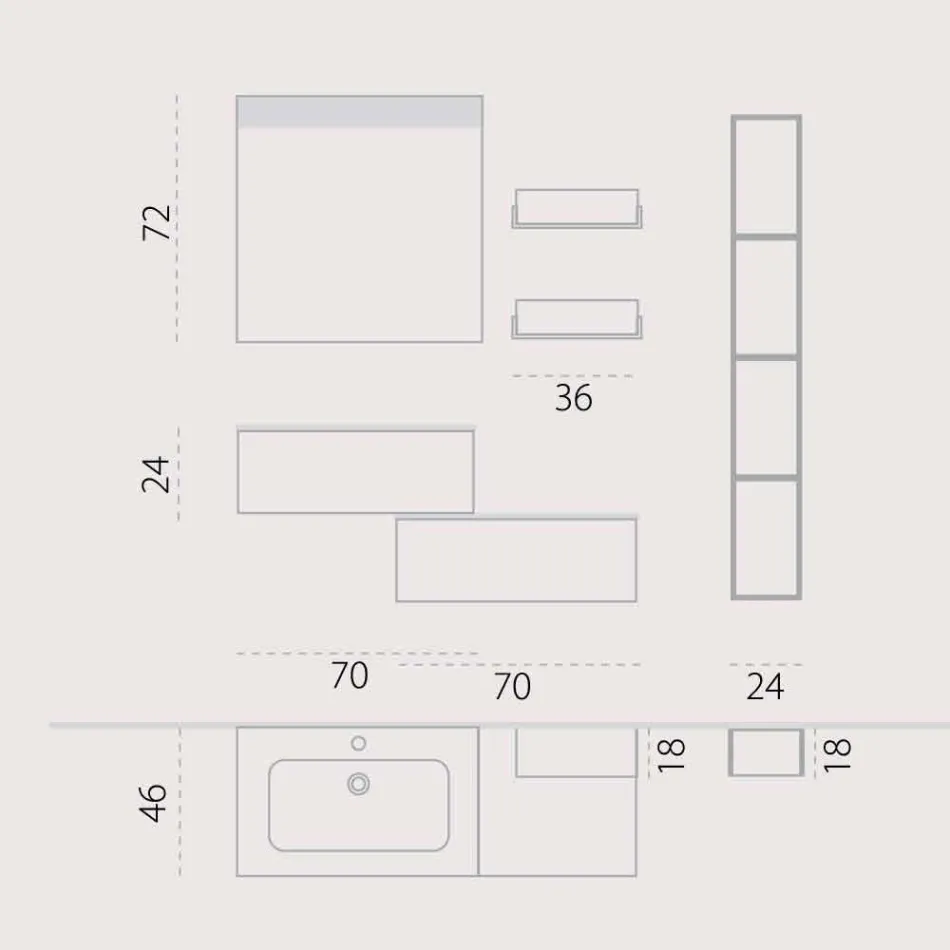 Banheiro de móveis de madeira de composição feito na Itália Forlì Viadurini