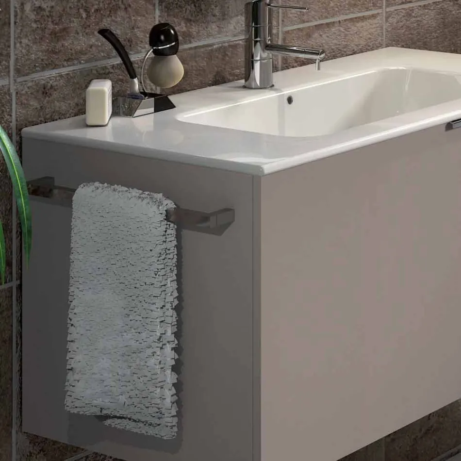 Composição de móveis de banheiro suspensos em design de madeira made Itália Gênova Viadurini