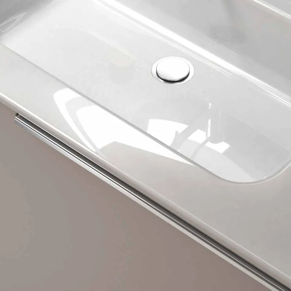 Composição de móveis de banheiro suspensos em design de madeira made Itália Gênova Viadurini