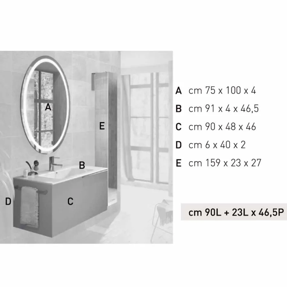 Composição de móveis de banheiro suspensos em design de madeira made Itália Gênova Viadurini