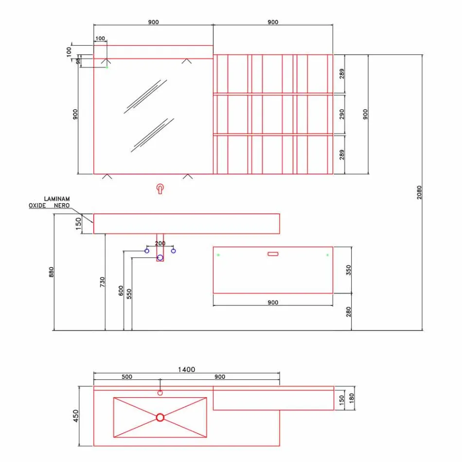 Composição de banheiro moderno com móveis de design feito na Itália - Farart6 Viadurini