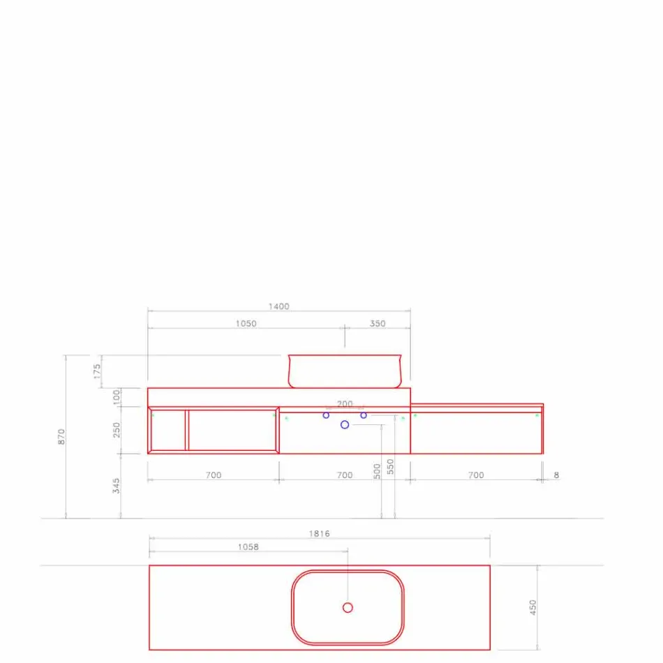 Composição moderna e suspensa de móveis de banheiro de design - Callisi2 Viadurini