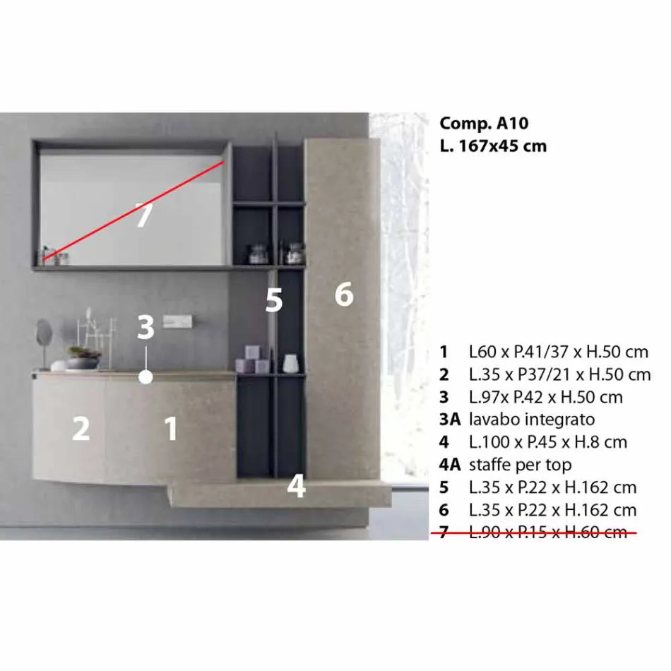 Composição de banheiro, suspensão de design italiano moderno - Callisi10 Viadurini