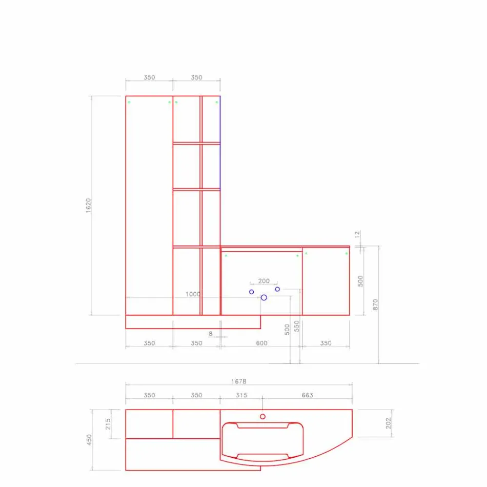 Composição de banheiro, suspensão de design italiano moderno - Callisi10 Viadurini