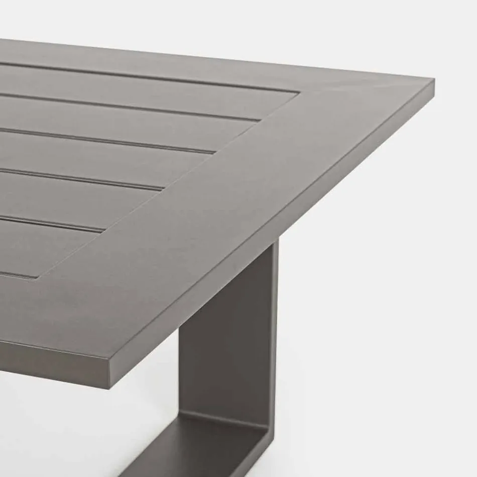 Composição da sala de estar externa em alumínio com almofadas de tecido - Yoshi Viadurini