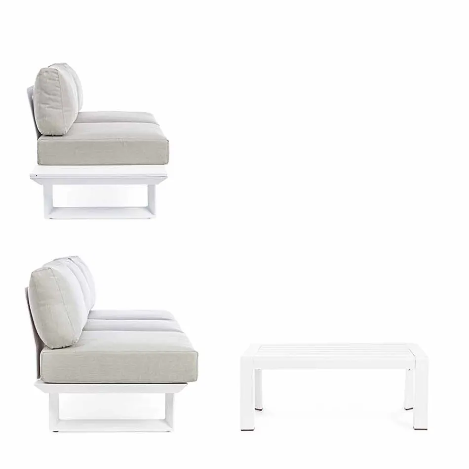 Composição de Sala de Estar Externa em Tecido Alumínio e Homemotion - Francine Viadurini