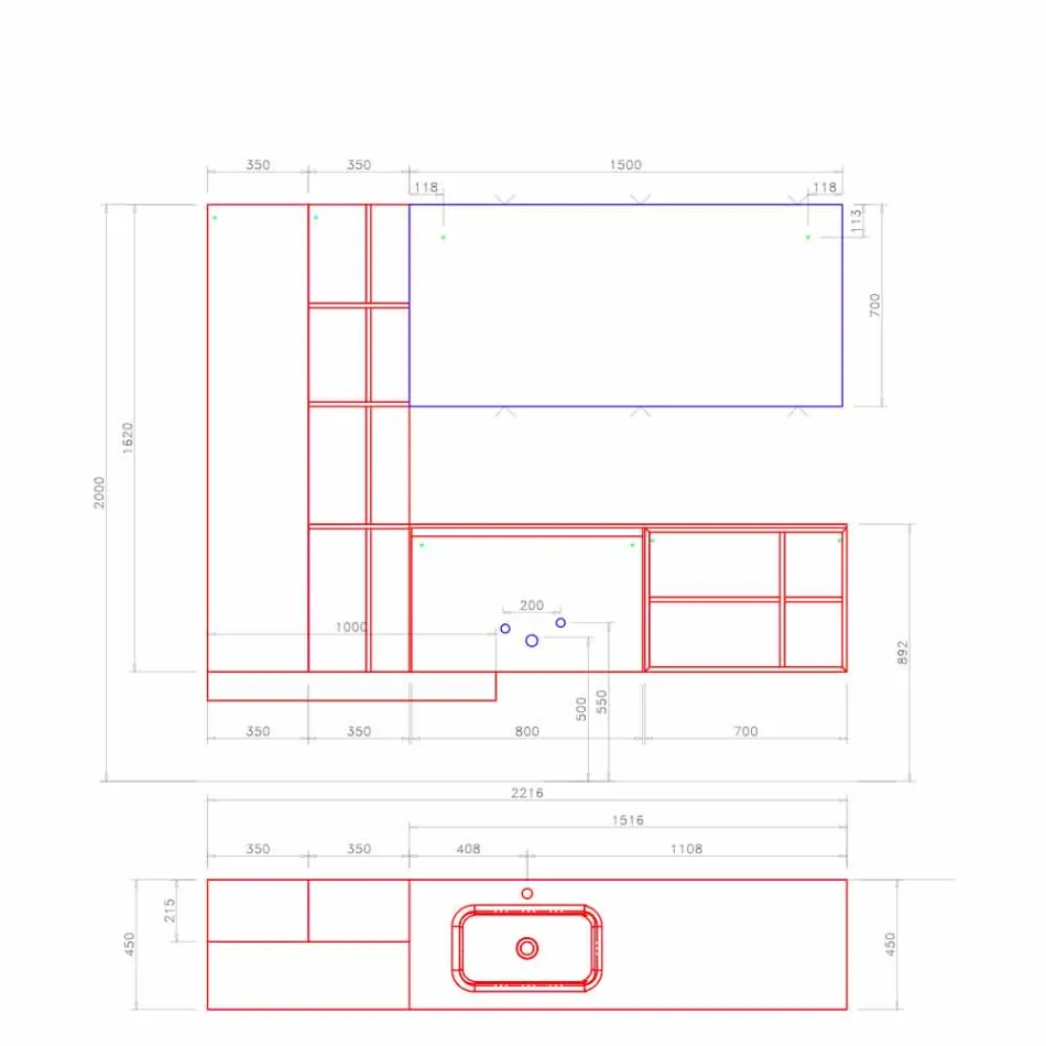 Composição de móveis de banheiro suspensos com design moderno feito na Itália - Callisi15 Viadurini