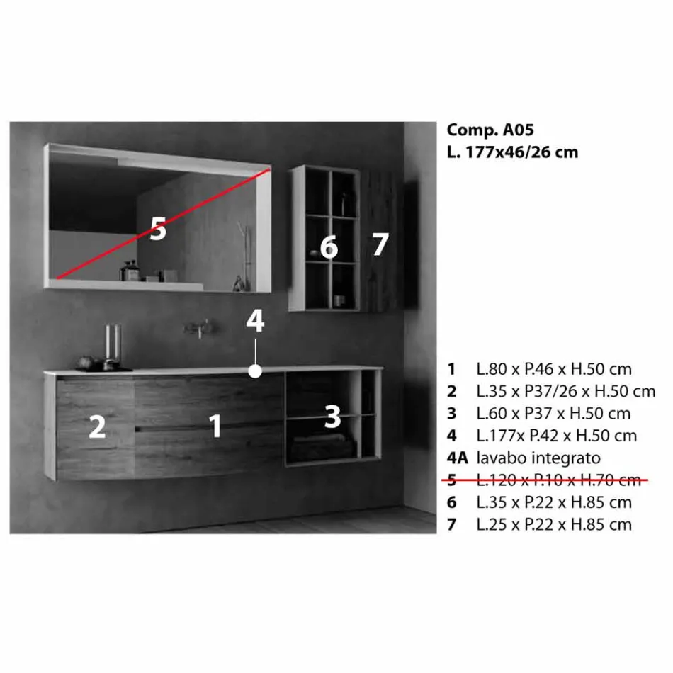 Composição de design suspenso, móveis de banheiro de design moderno - Callisi5 Viadurini